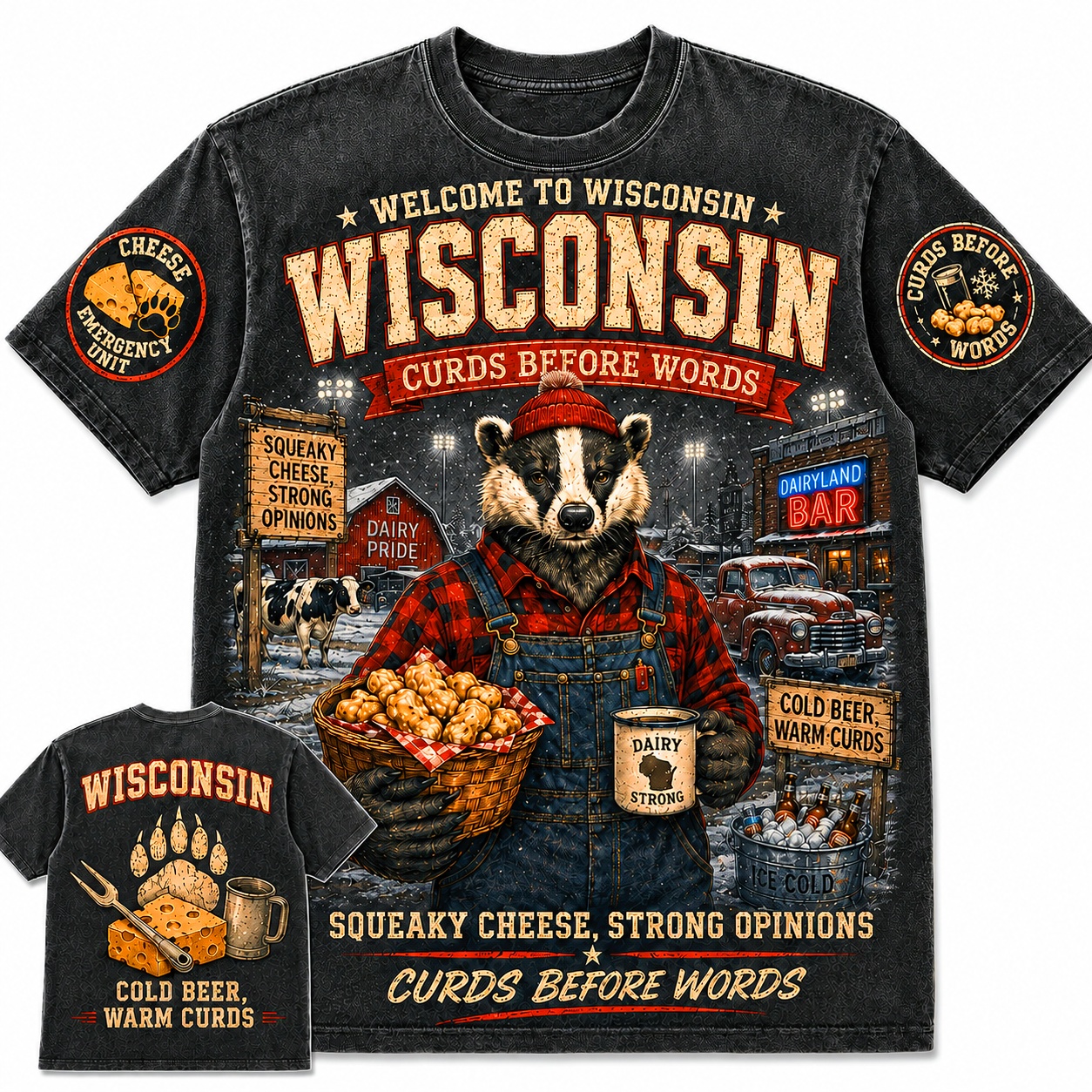 Wisconsin Curds Before Words Badger T-Shirt