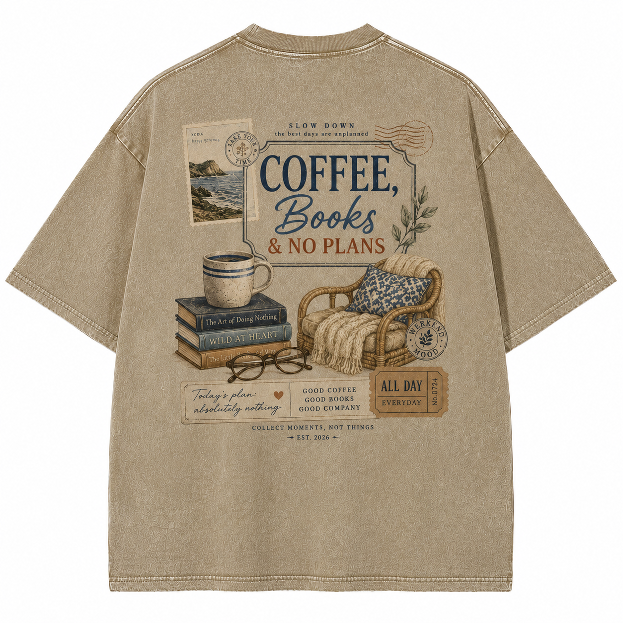 Coffee Books No Plans Tee