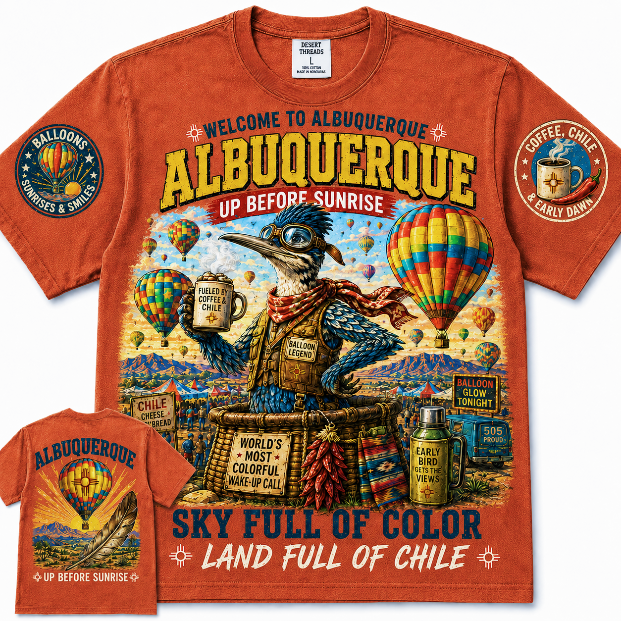 Albuquerque Up Before Sunrise Roadrunner T-Shirt