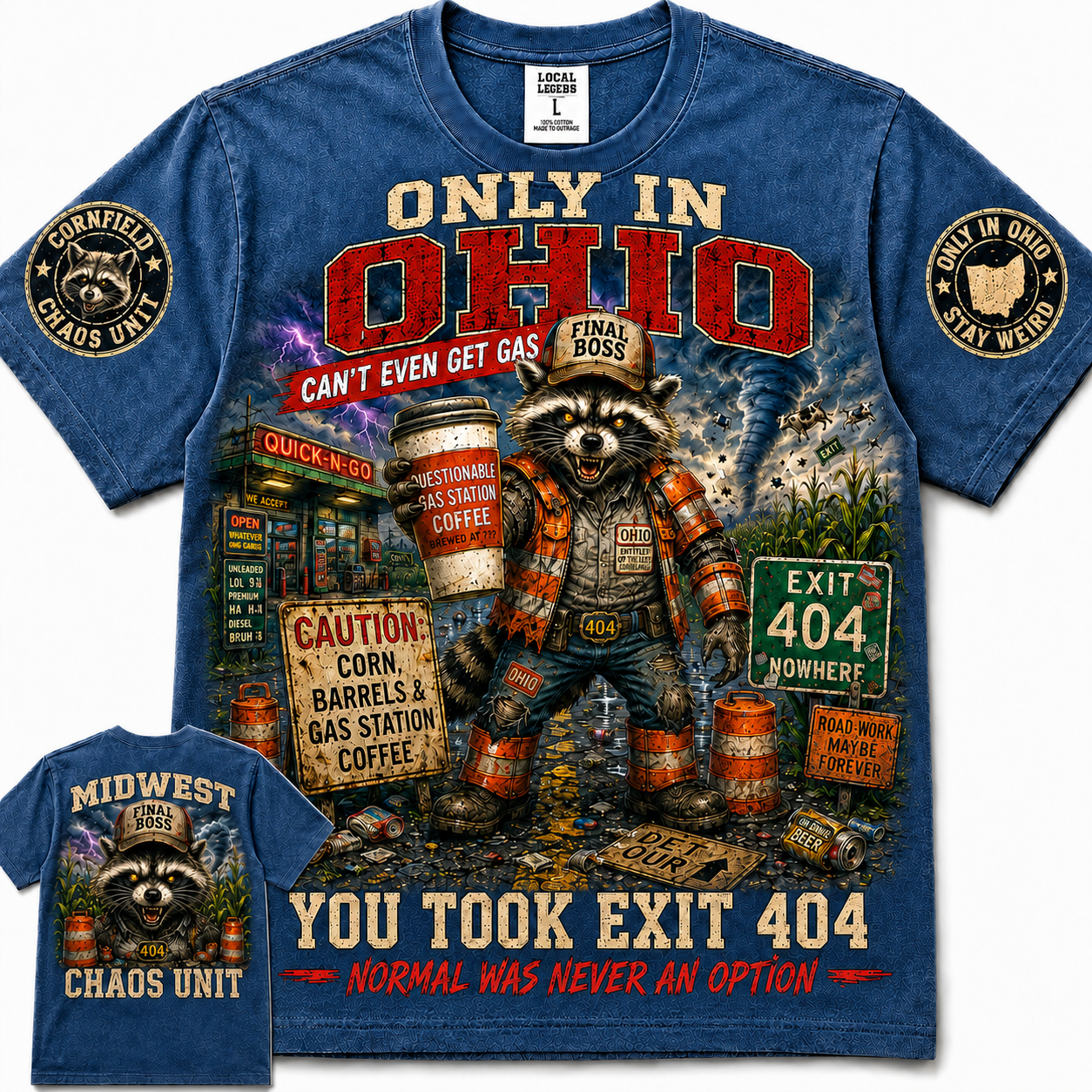 Only In Ohio Exit 404 Raccoon T-Shirt
