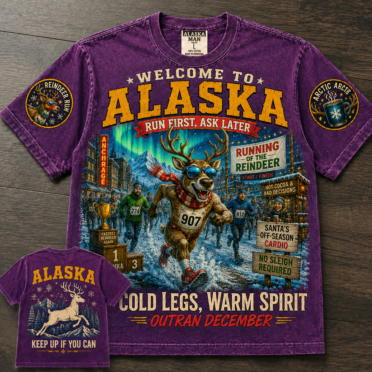 Alaska Run First Ask Later Reindeer T-Shirt