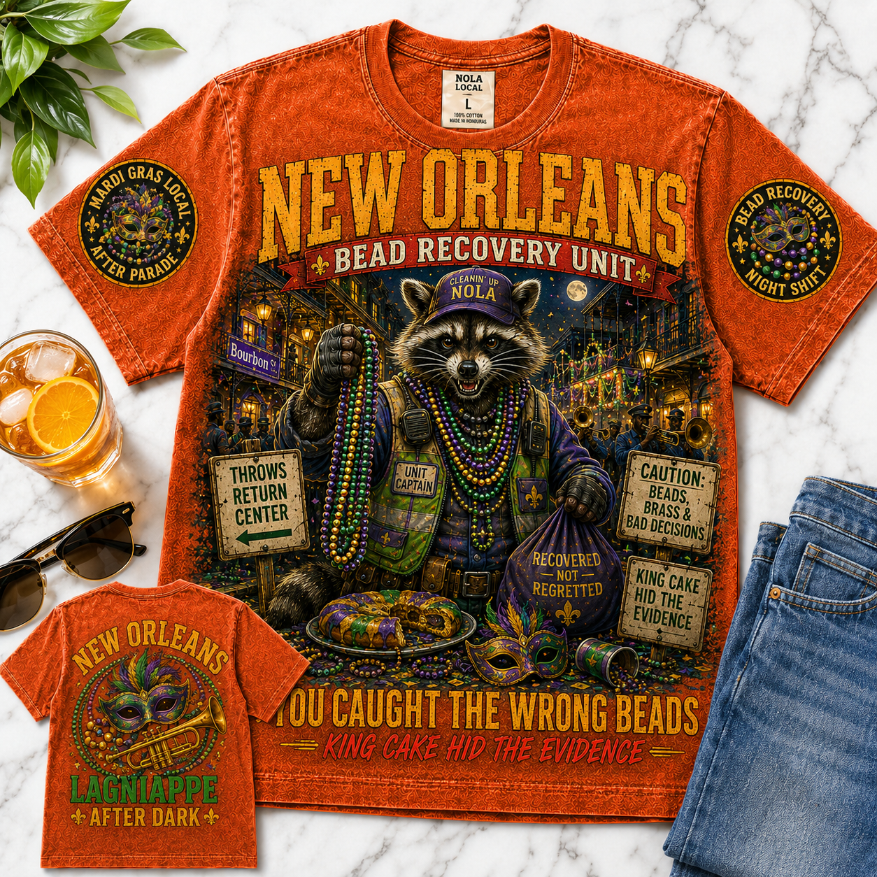 New Orleans Bead Recovery Unit Raccoon T-Shirt