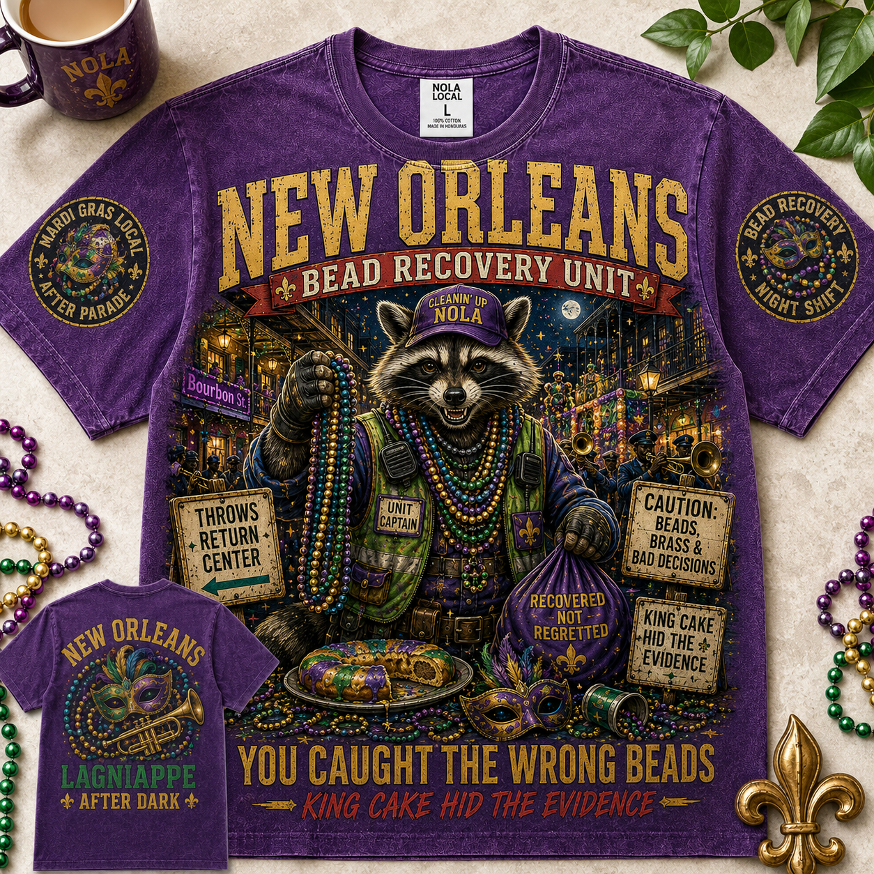 New Orleans Bead Recovery Unit Raccoon T-Shirt