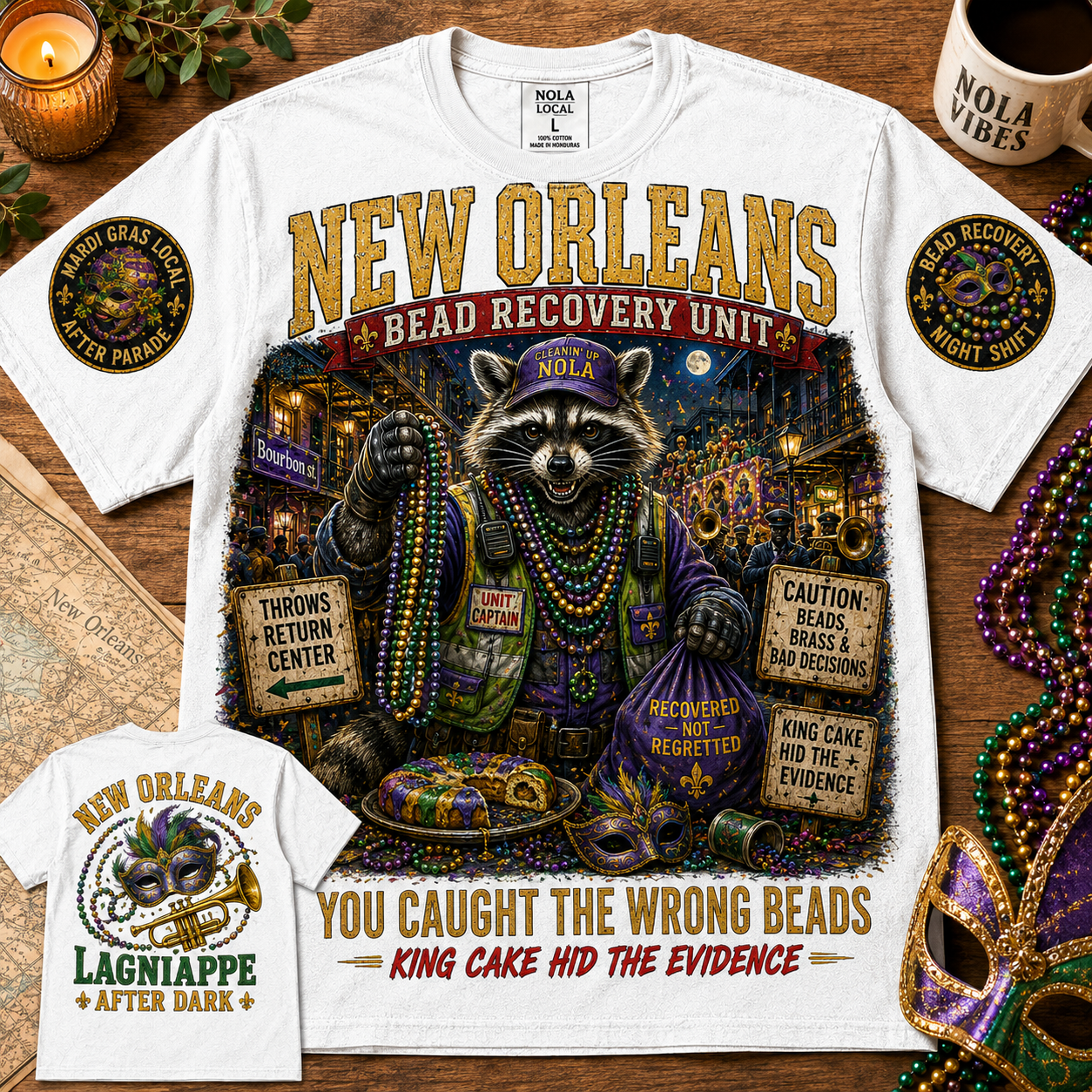 New Orleans Bead Recovery Unit Raccoon T-Shirt