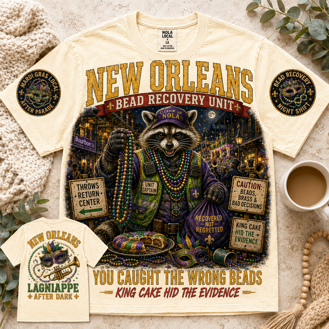 New Orleans Bead Recovery Unit Raccoon T-Shirt