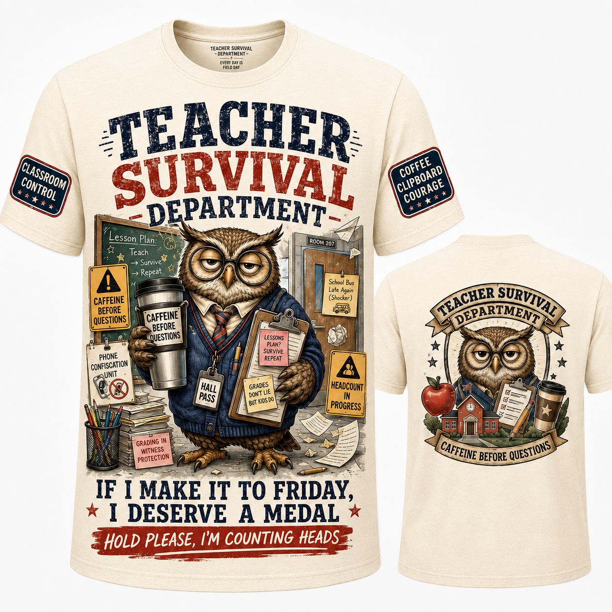Teacher Survival Department Owl T-Shirt