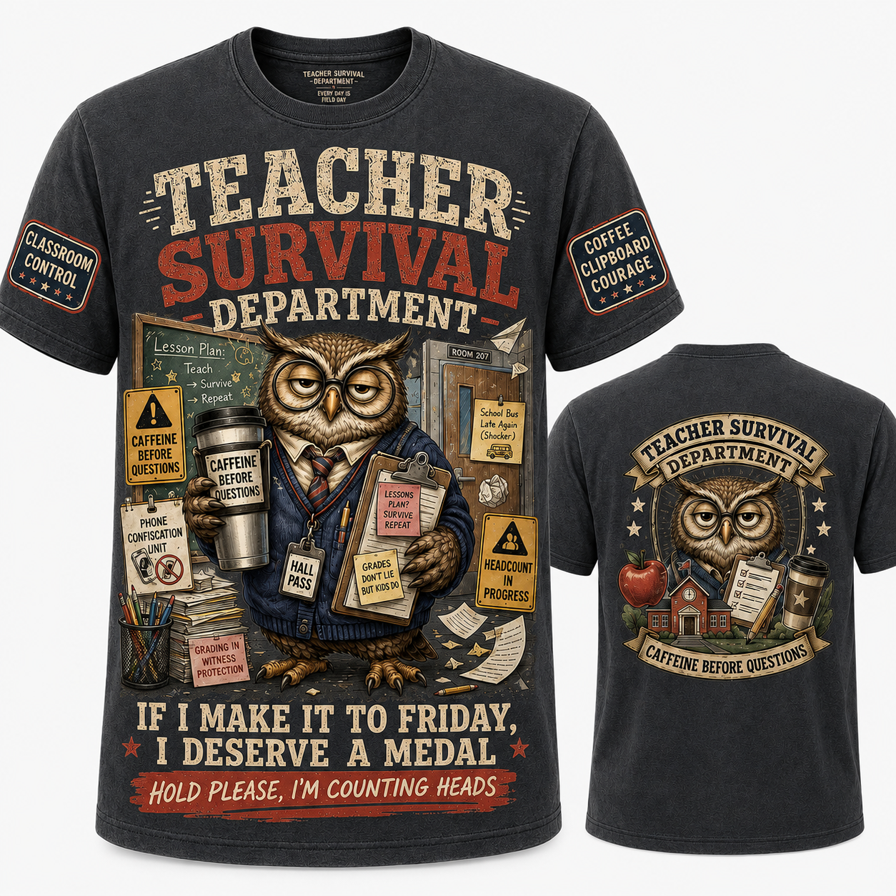 Teacher Survival Department Owl T-Shirt