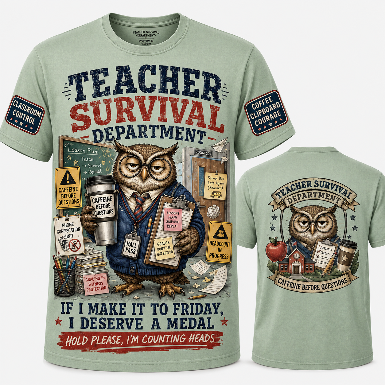 Teacher Survival Department Owl T-Shirt