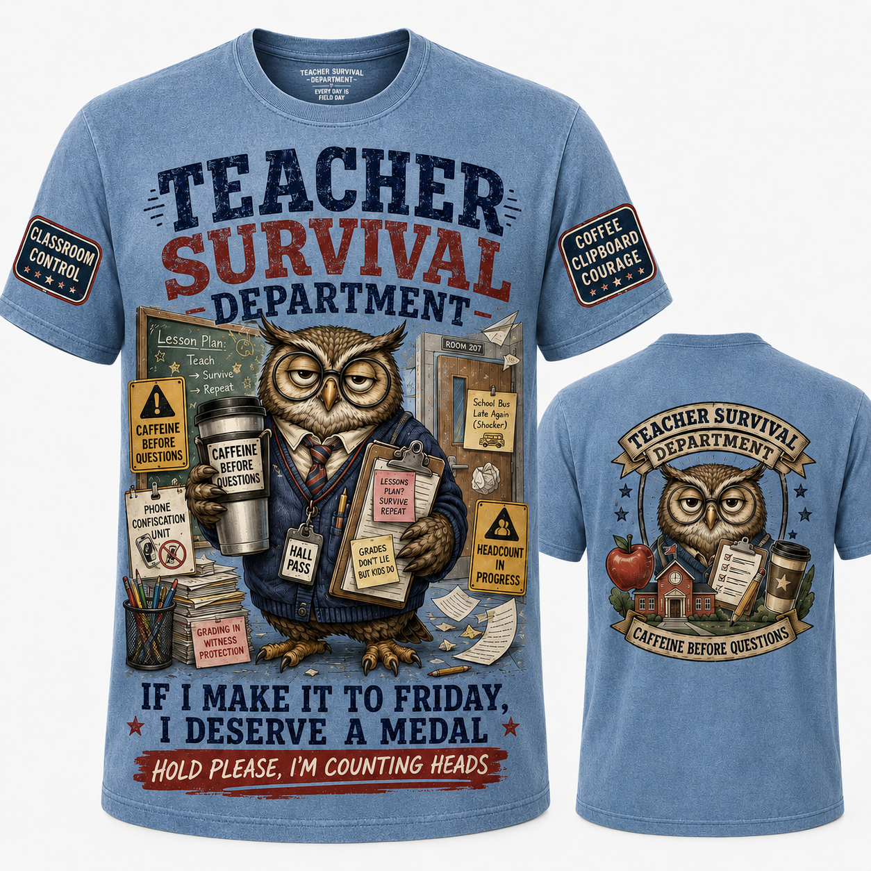 Teacher Survival Department Owl T-Shirt