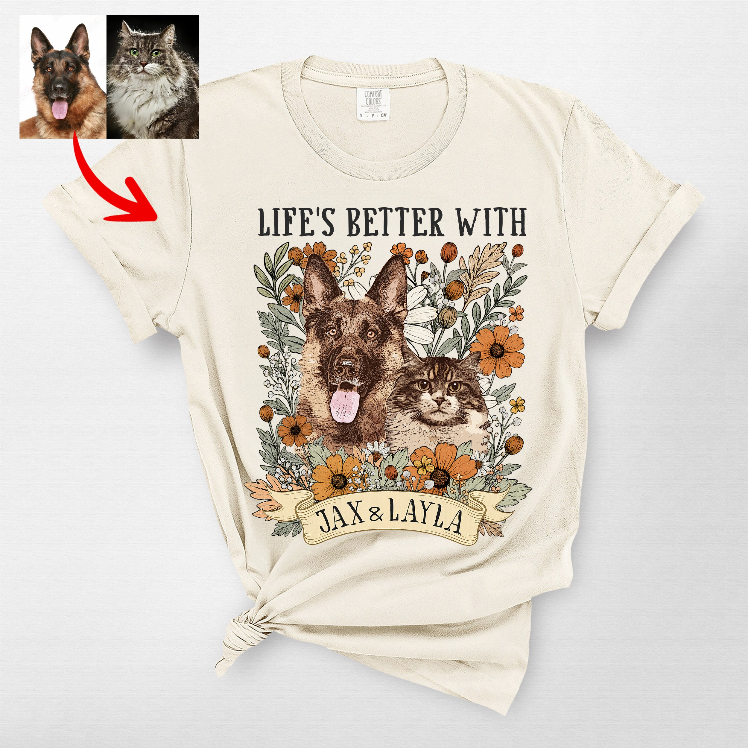 Life's Better With Dog Retro Floral Premium Heavyweight Shirt