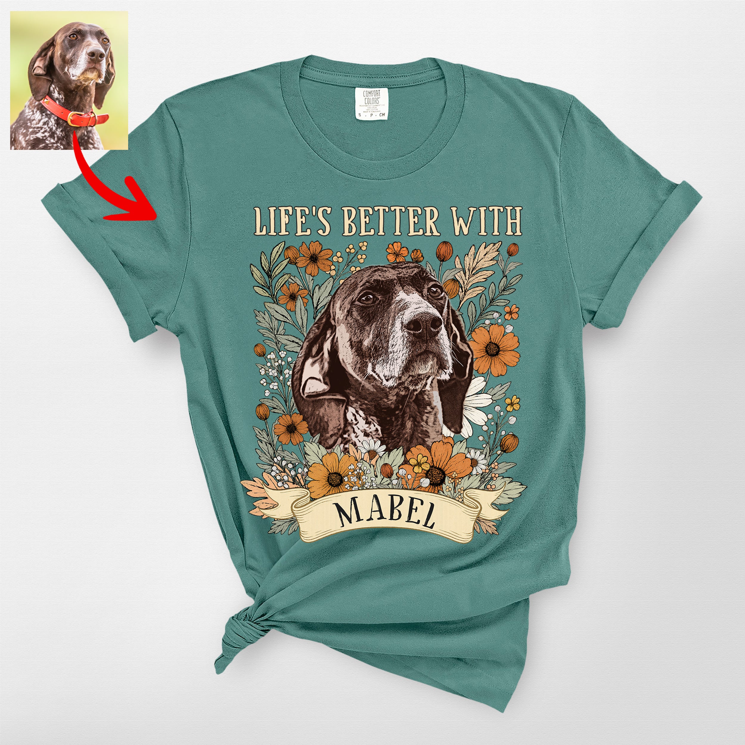 Life's Better With Dog Retro Floral Premium Heavyweight Shirt