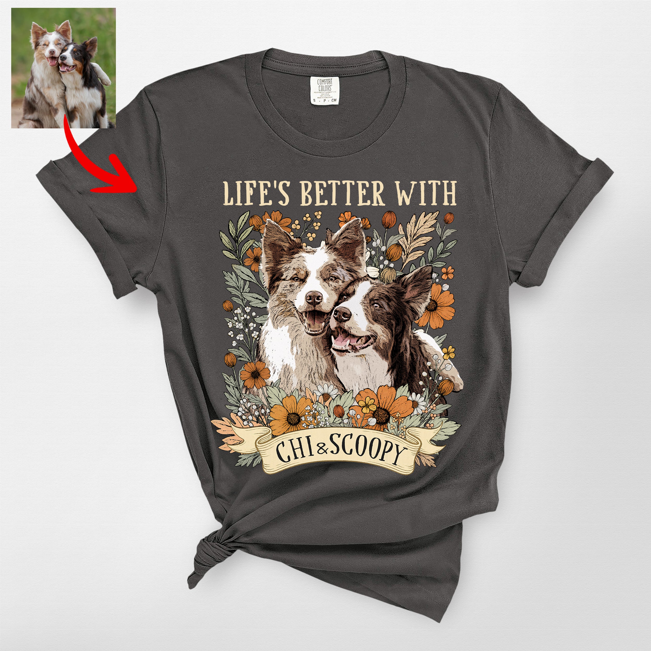Life's Better With Dog Retro Floral Premium Heavyweight Shirt