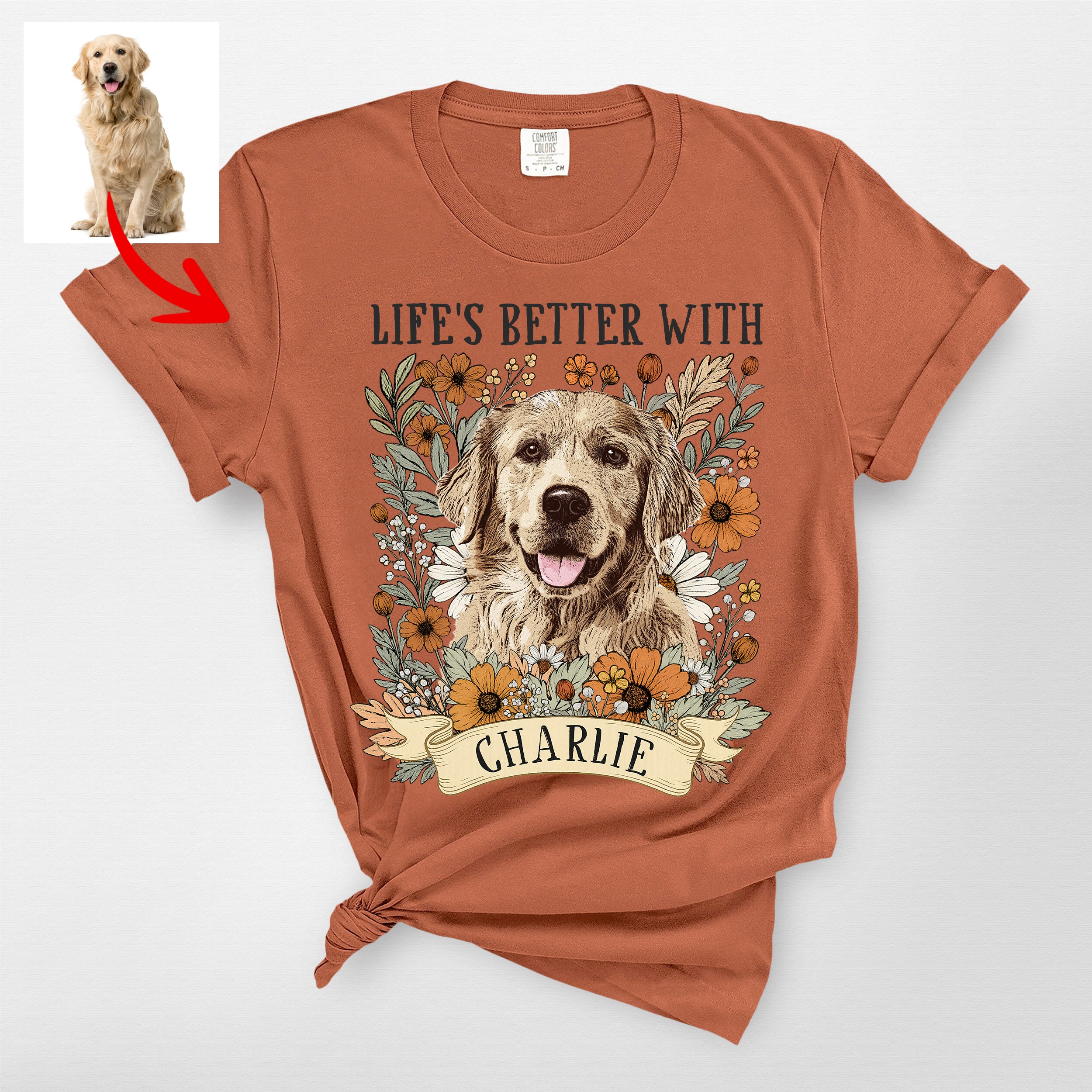 Life's Better With Dog Retro Floral Premium Heavyweight Shirt