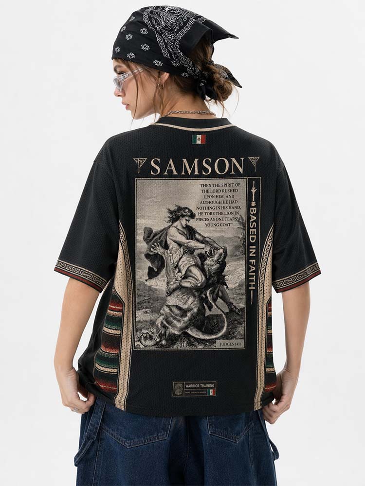 Lion Wrestler Graphic Mesh Jersey