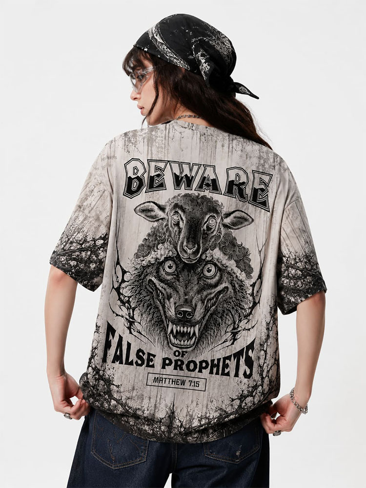 Wolf and Sheep Eco Oversized Graphic Tees · GRS Certified