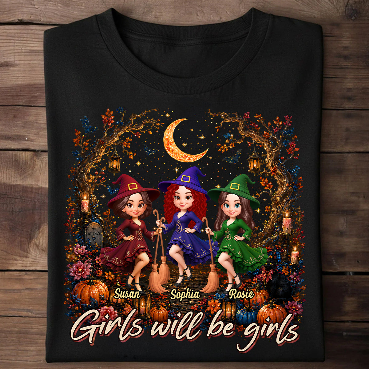 Girls Will Be Girls Besties Halloween - Personalized Shirt - Halloween Gift, Gift For Best Friends