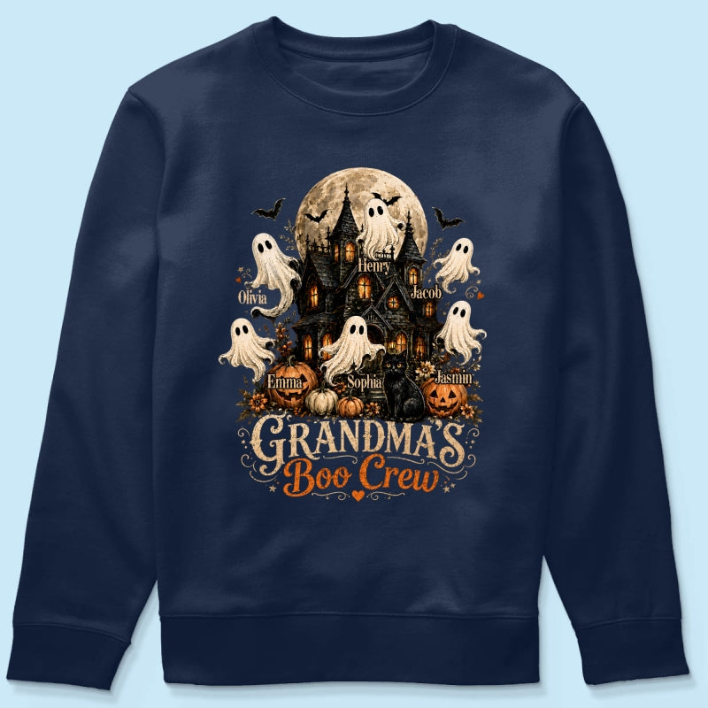 Grandma's Boo Crew Halloween Haunted House - Personalized Shirt - Gift for Grandma