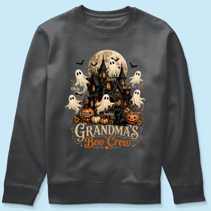 Grandma's Boo Crew Halloween Haunted House - Personalized Shirt - Gift for Grandma