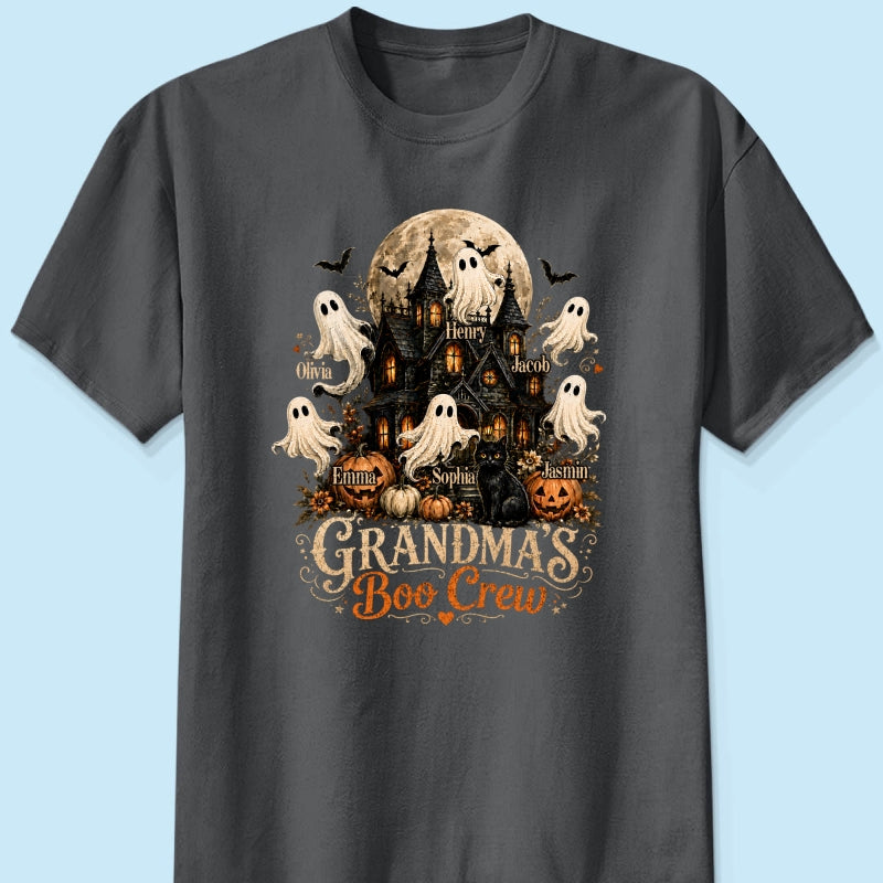 Grandma's Boo Crew Halloween Haunted House - Personalized Shirt - Gift for Grandma