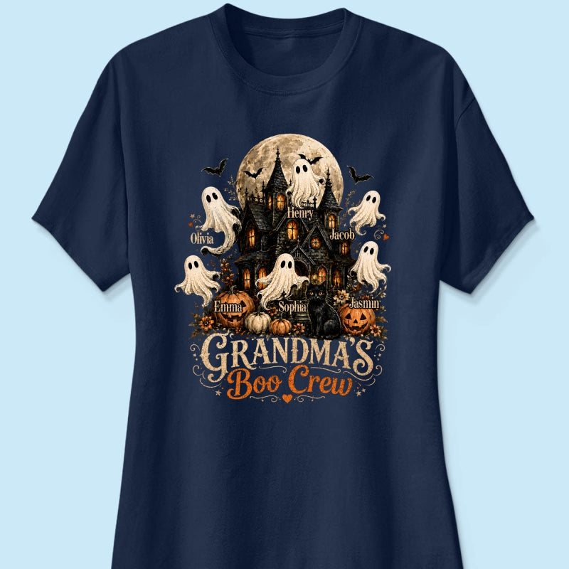 Grandma's Boo Crew Halloween Haunted House - Personalized Shirt - Gift for Grandma