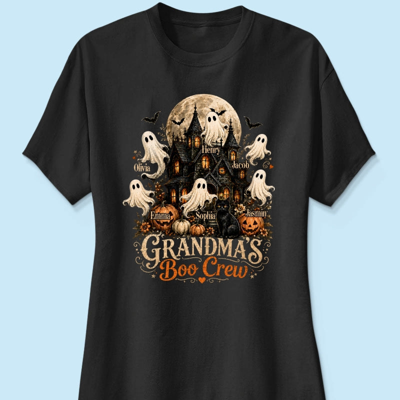 Grandma's Boo Crew Halloween Haunted House - Personalized Shirt - Gift for Grandma