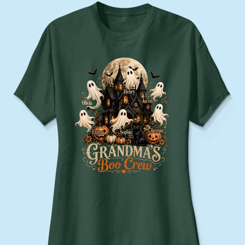 Grandma's Boo Crew Halloween Haunted House - Personalized Shirt - Gift for Grandma