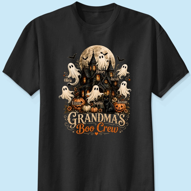 Grandma's Boo Crew Halloween Haunted House - Personalized Shirt - Gift for Grandma