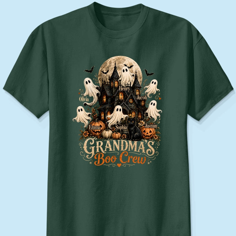 Grandma's Boo Crew Halloween Haunted House - Personalized Shirt - Gift for Grandma