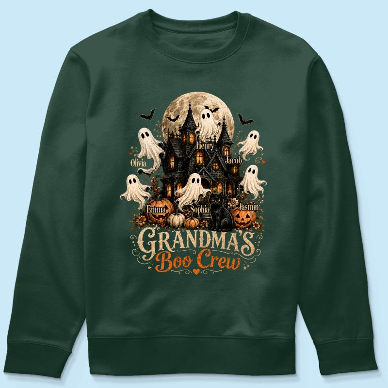Grandma's Boo Crew Halloween Haunted House - Personalized Shirt - Gift for Grandma