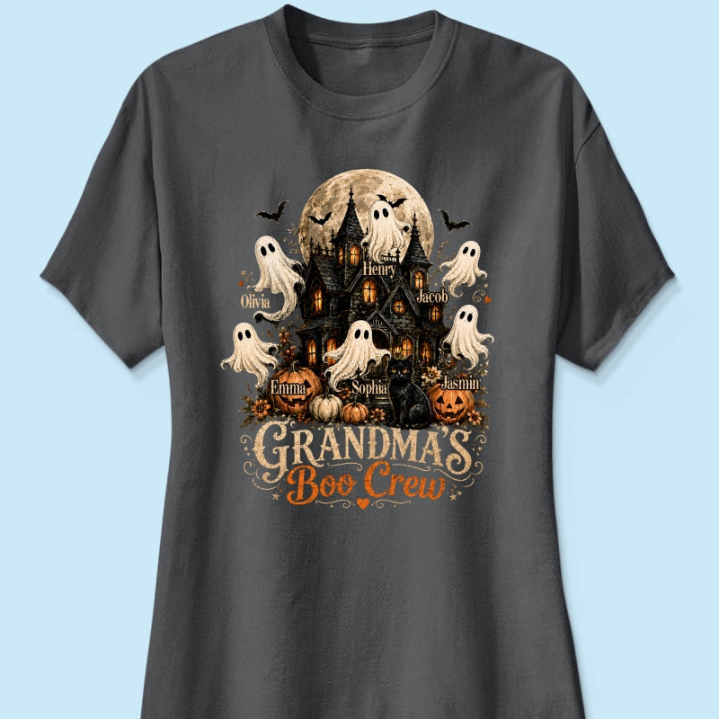 Grandma's Boo Crew Halloween Haunted House - Personalized Shirt - Gift for Grandma