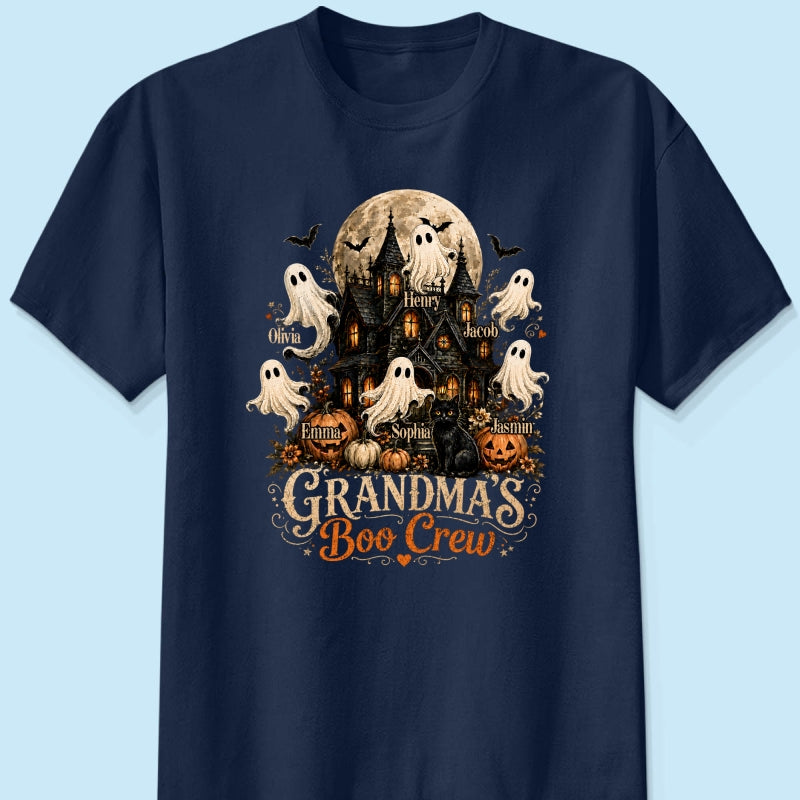 Grandma's Boo Crew Halloween Haunted House - Personalized Shirt - Gift for Grandma