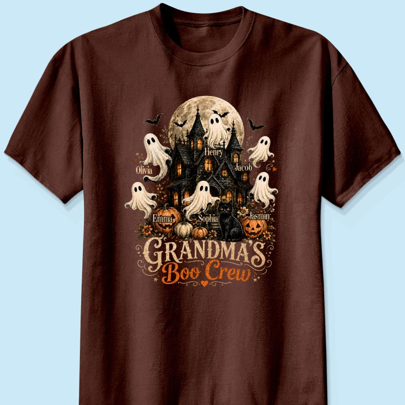Grandma's Boo Crew Halloween Haunted House - Personalized Shirt - Gift for Grandma