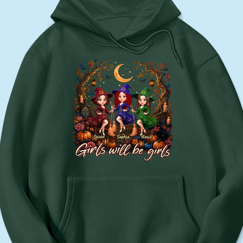 Girls Will Be Girls Besties Halloween - Personalized Shirt - Halloween Gift, Gift For Best Friends