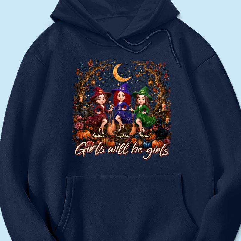 Girls Will Be Girls Besties Halloween - Personalized Shirt - Halloween Gift, Gift For Best Friends