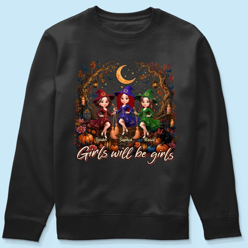 Girls Will Be Girls Besties Halloween - Personalized Shirt - Halloween Gift, Gift For Best Friends