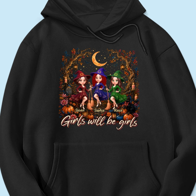 Girls Will Be Girls Besties Halloween - Personalized Shirt - Halloween Gift, Gift For Best Friends