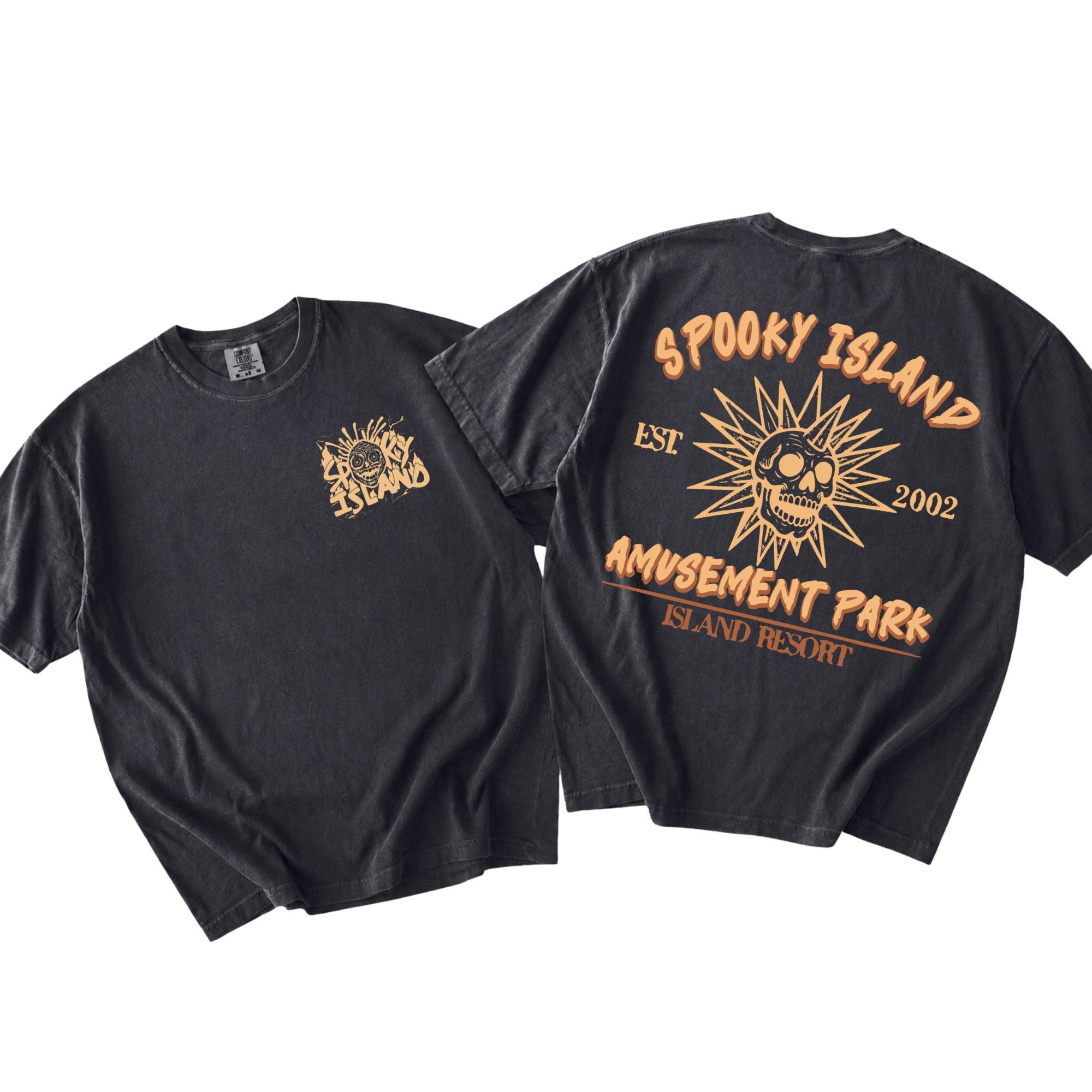 Unisex Spooky Island Washed T-Shirt, Retro Halloween Movie Shirt