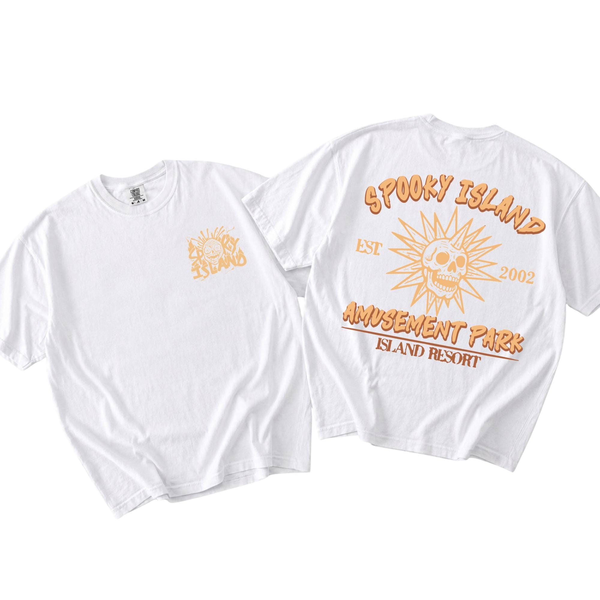 Unisex Spooky Island Washed T-Shirt, Retro Halloween Movie Shirt