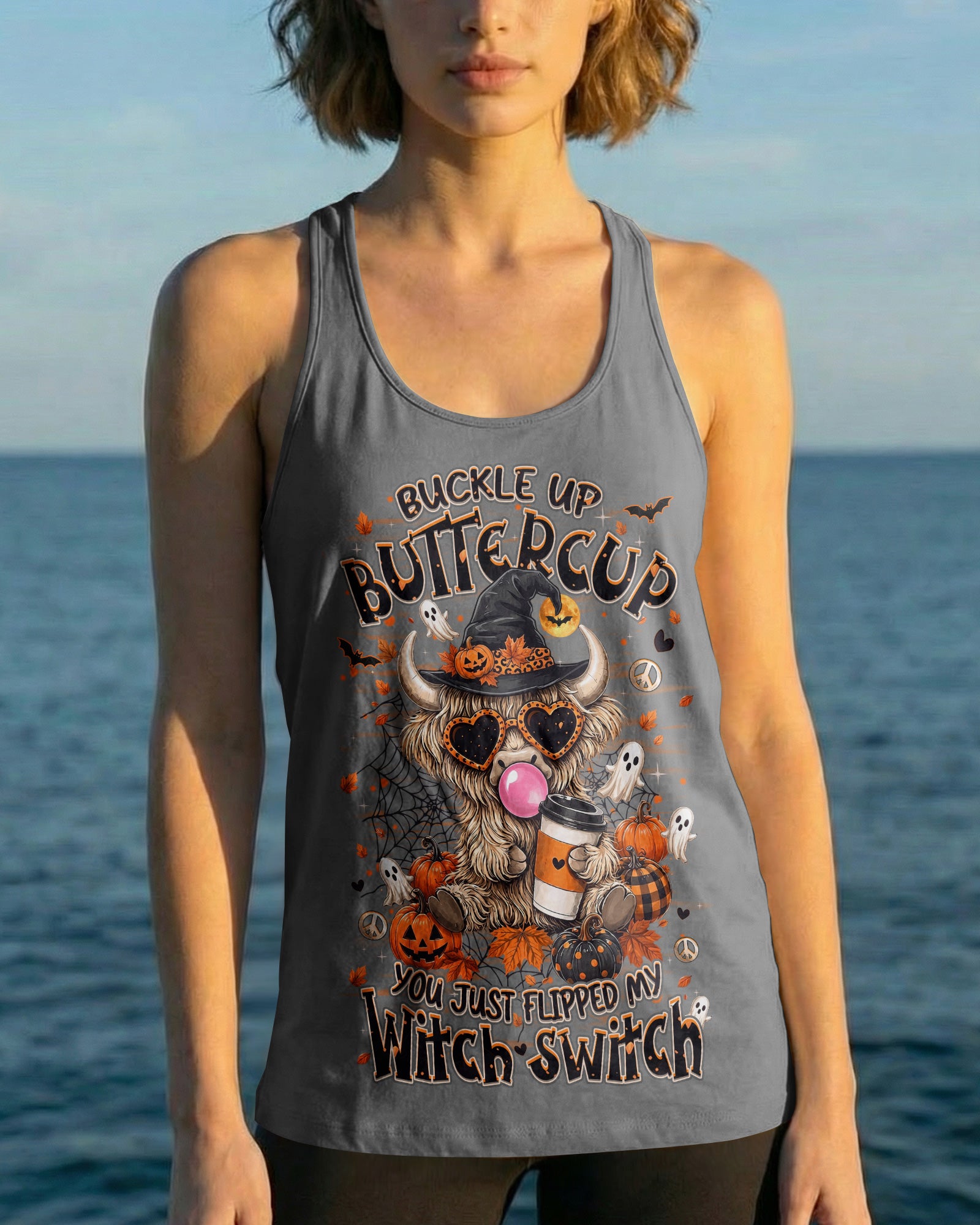 WITCH SWITCH HIGHLAND COW HALLOWEEN ALL OVER PRINT