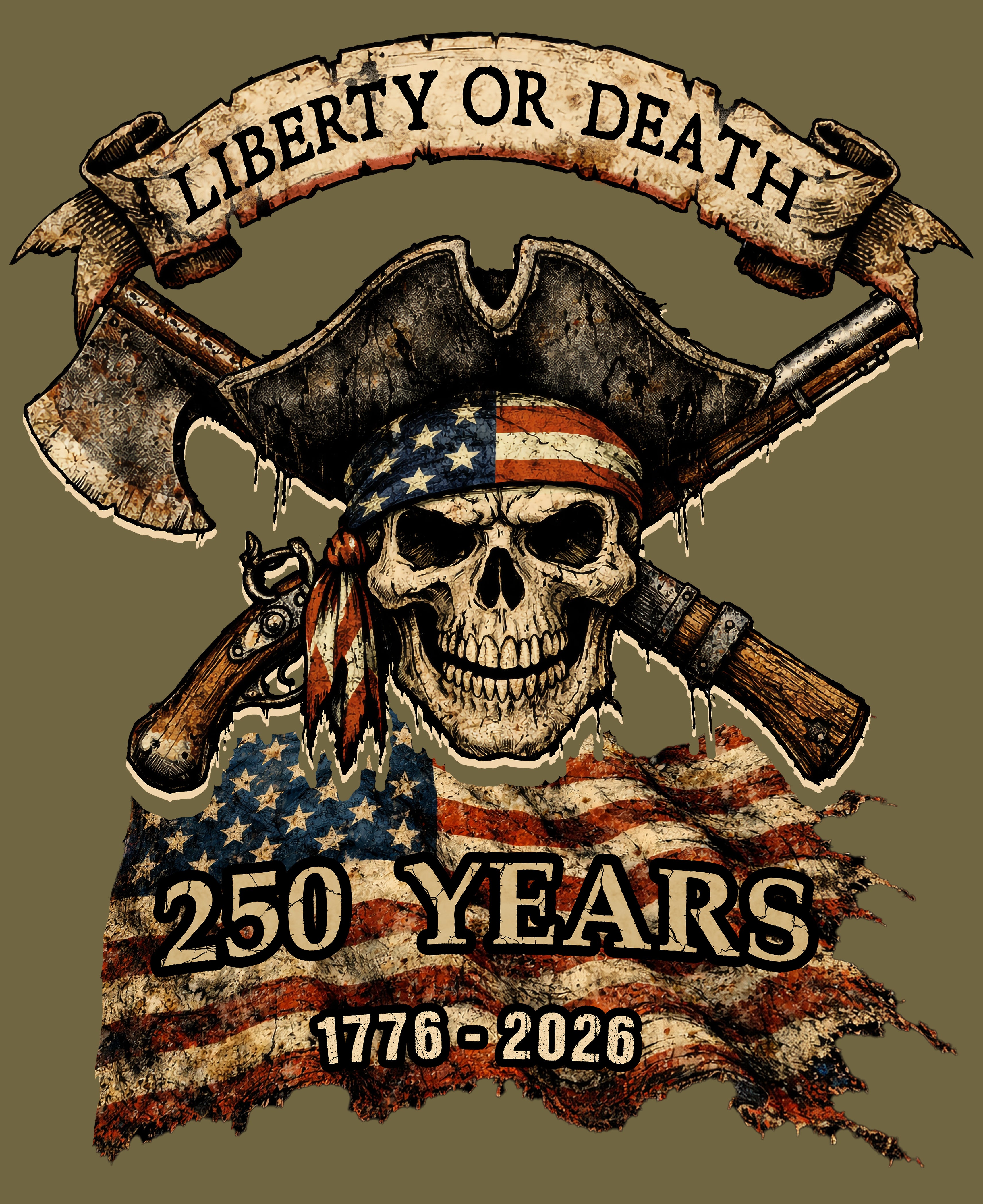 Liberty Or Death Military Green Tee