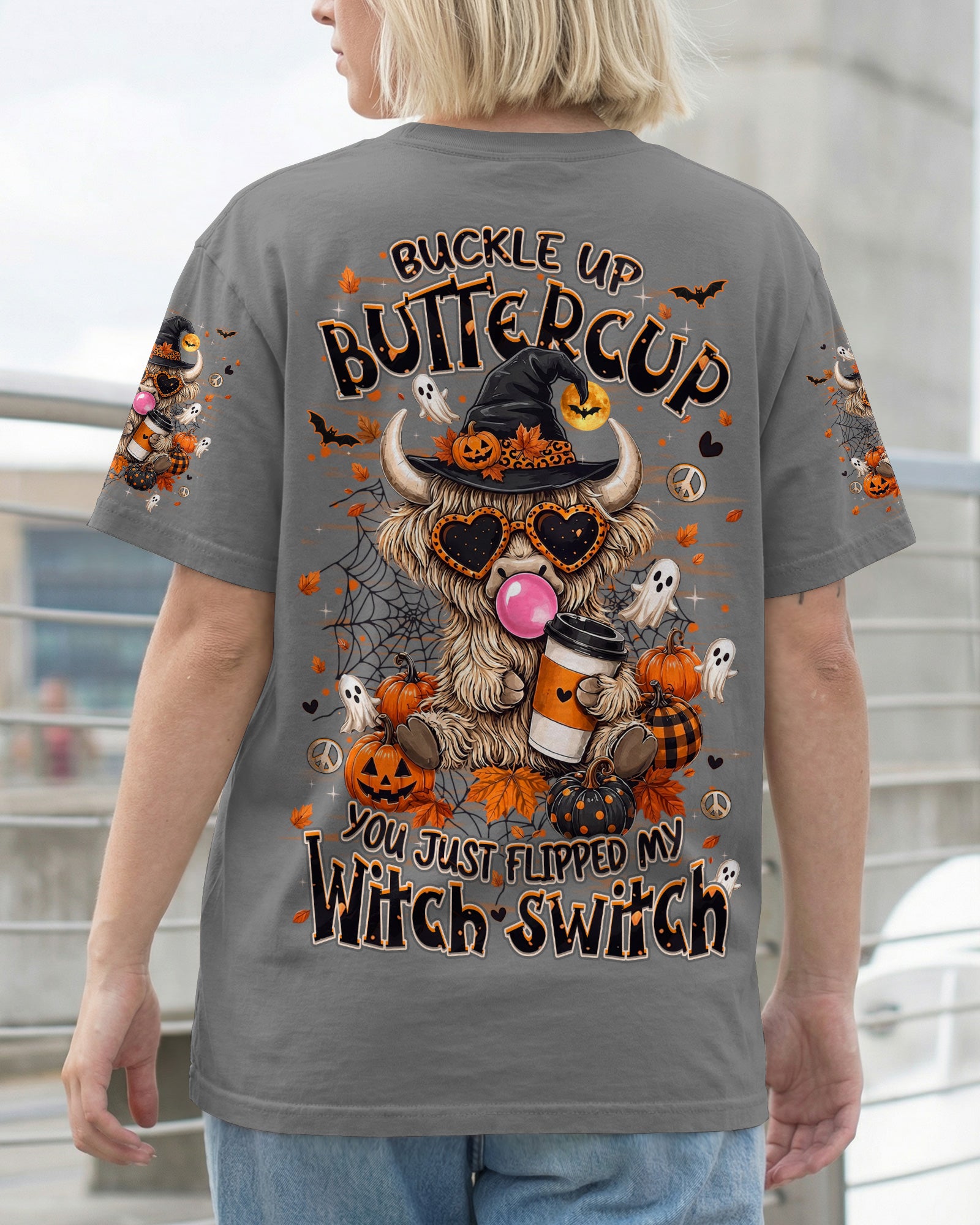 WITCH SWITCH HIGHLAND COW HALLOWEEN ALL OVER PRINT
