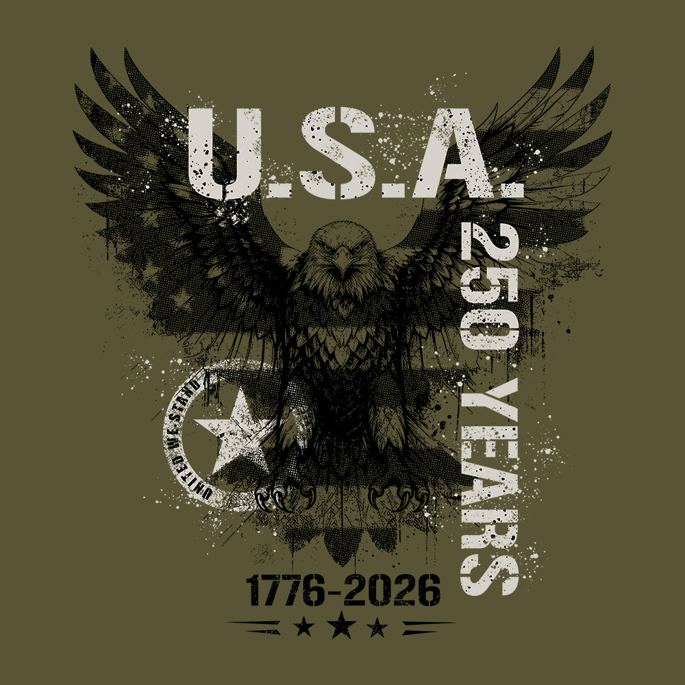 USA 250th Anniversary- USA 250 Years United We Stand Tee Army Green