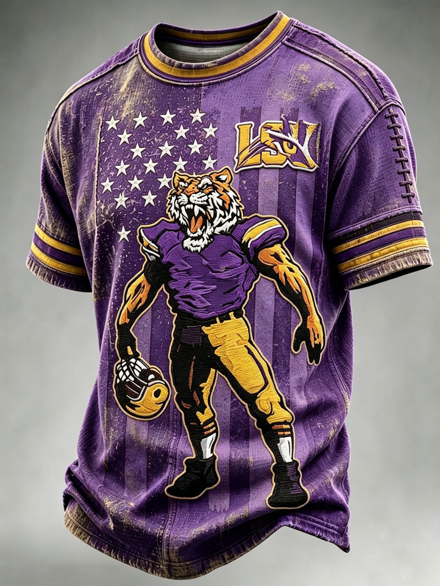 Men's Football Printed Round Neck T-Shirt