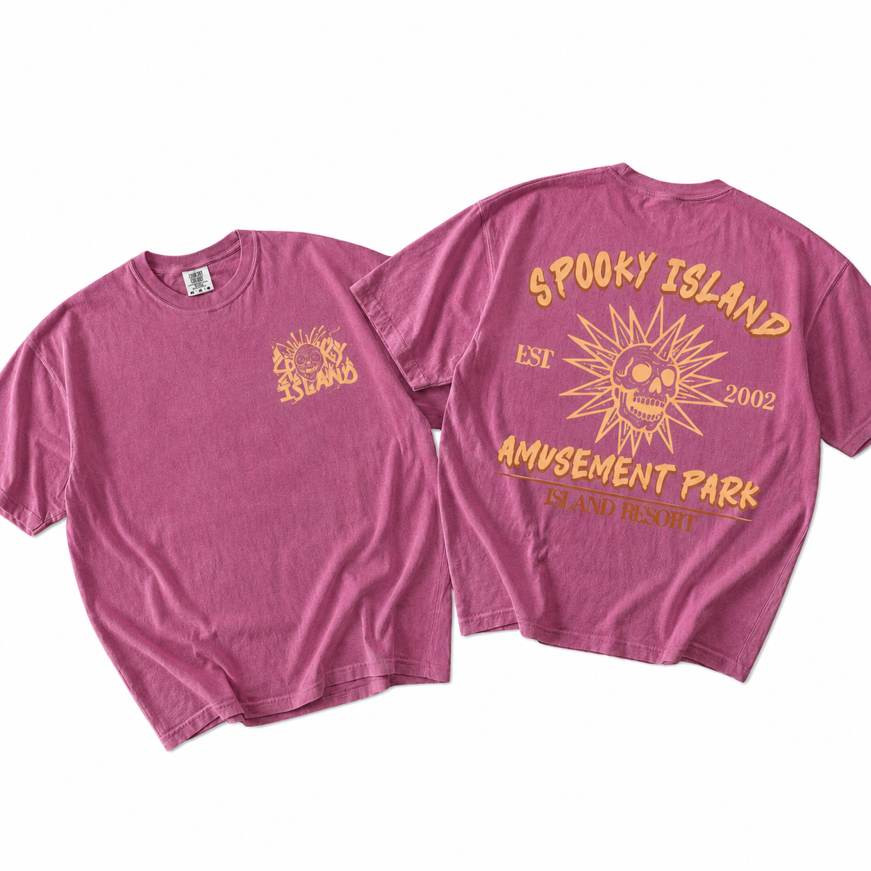 Unisex Spooky Island Washed T-Shirt, Retro Halloween Movie Shirt