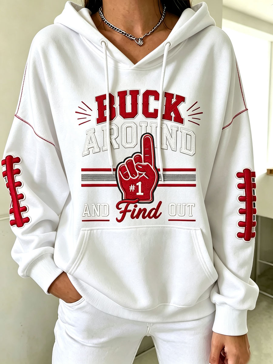 Women's Football Fan Printed Vintage Hoodie