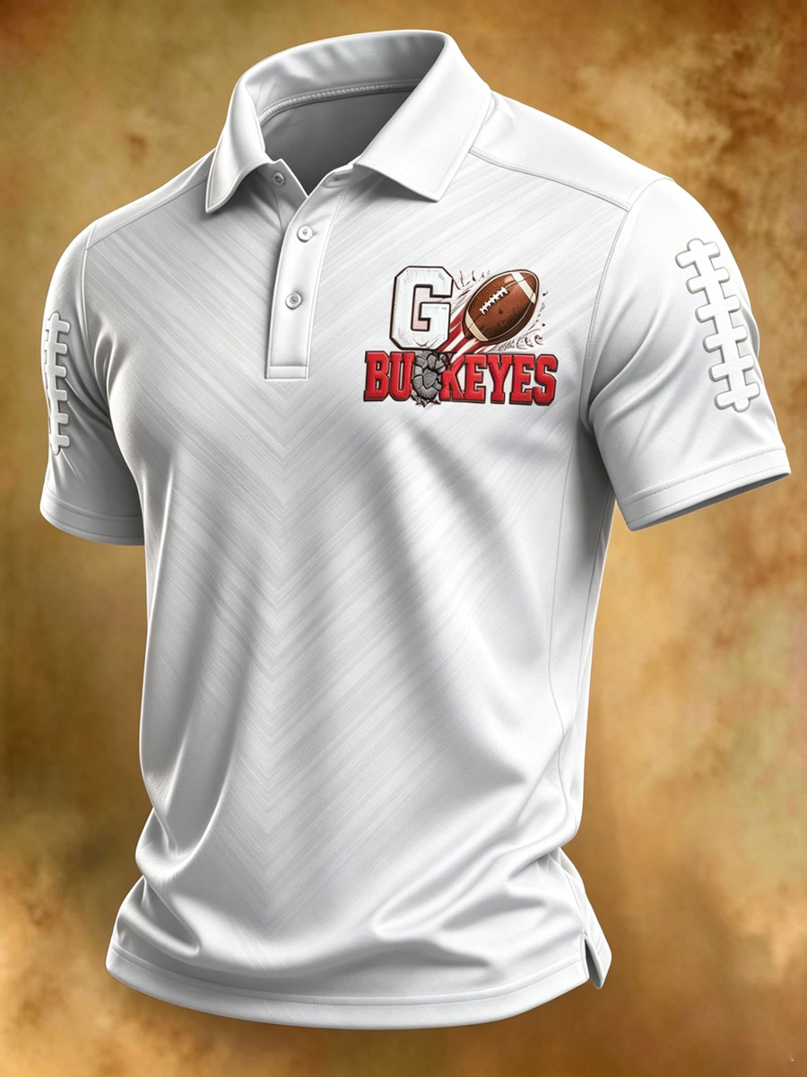 Men'S Retro Rugby Collar Polo T-Shirt