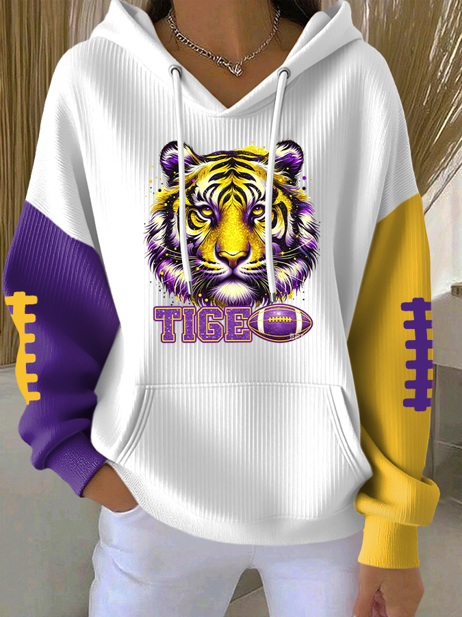 Women'S Football Printed Hooded Sweatshirt