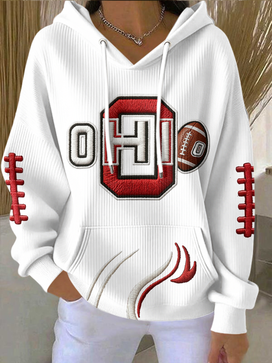 Women'S College Football Printed Hooded Sweatshirt