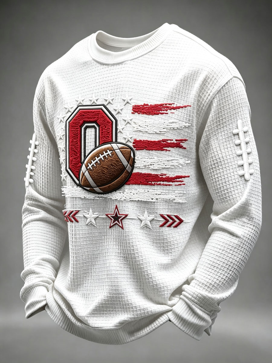Men'S Football Game Printed Waffle Sweatshirt