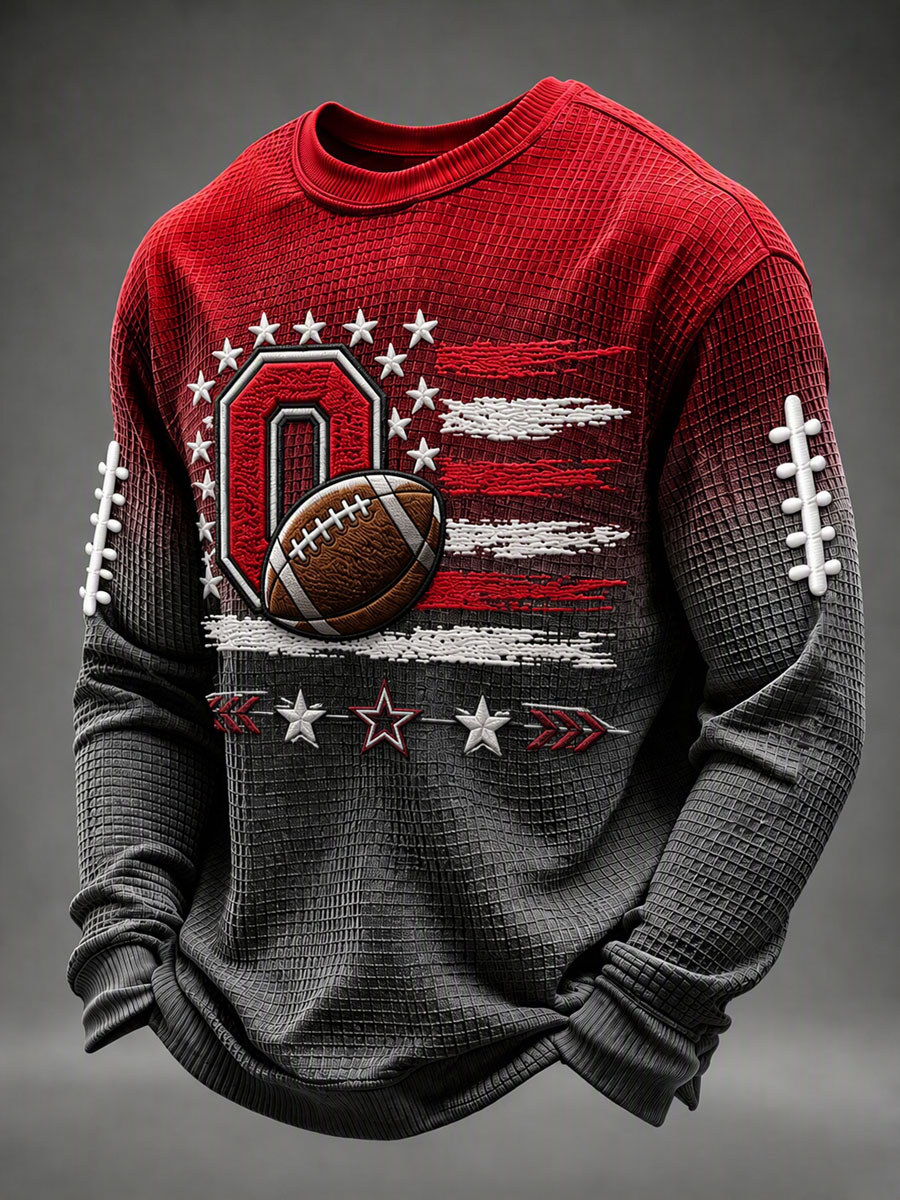 Men'S Football Game Printed Waffle Sweatshirt